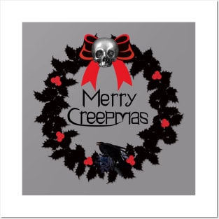 Merry Creepmas Gothic Wreath Posters and Art